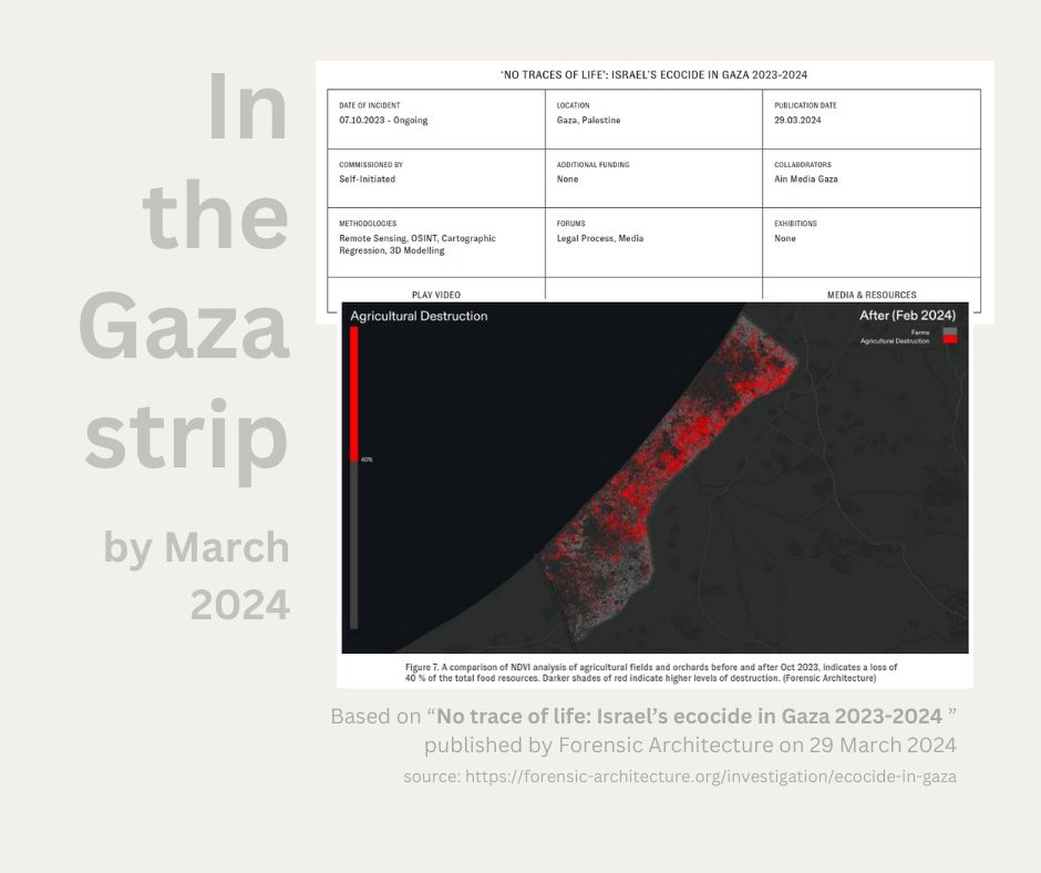 Damages to food production damage in the Gaza strip, sources / info